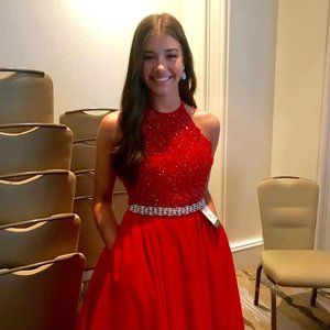 Red Sherri Hill gown size 2.